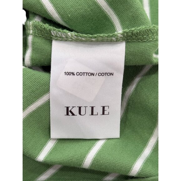 Kule Long Sleeve Top Green & White Striped Crewneck Cotton Womens Size L NEW - Picture 7 of 8